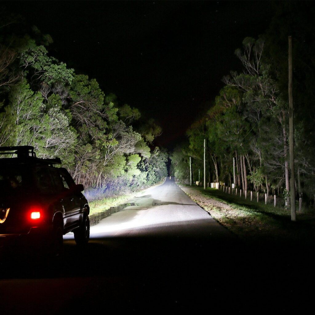 LED car lights at night