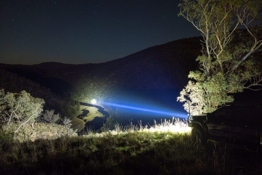 LED car lights at night